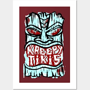 Kreepy Tikis light blue logo Posters and Art